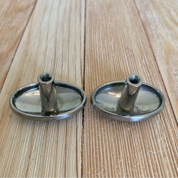 Set of 2 Satin Nickel Oval Shell Knob Cabinet Pulls Flower Drawer Knobs Hardware - Picture 4 of 10